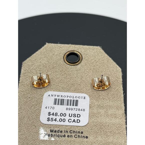 * Anthropologie Mod Brownish Green Floral Opal Post Stud Earrings New - Picture 5 of 7